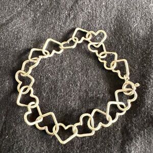 924 Sterling Silver Heart Link Bracelet size 6 $33